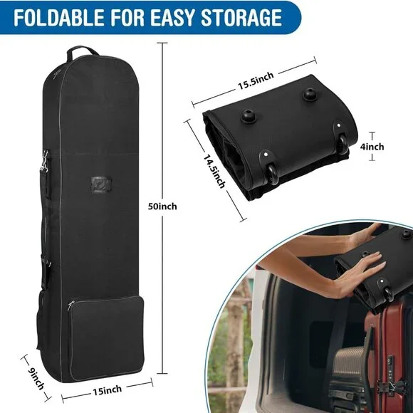 Golf Travel Covers for Airlines with Detachable Shoulder Straps, Soft Foldable